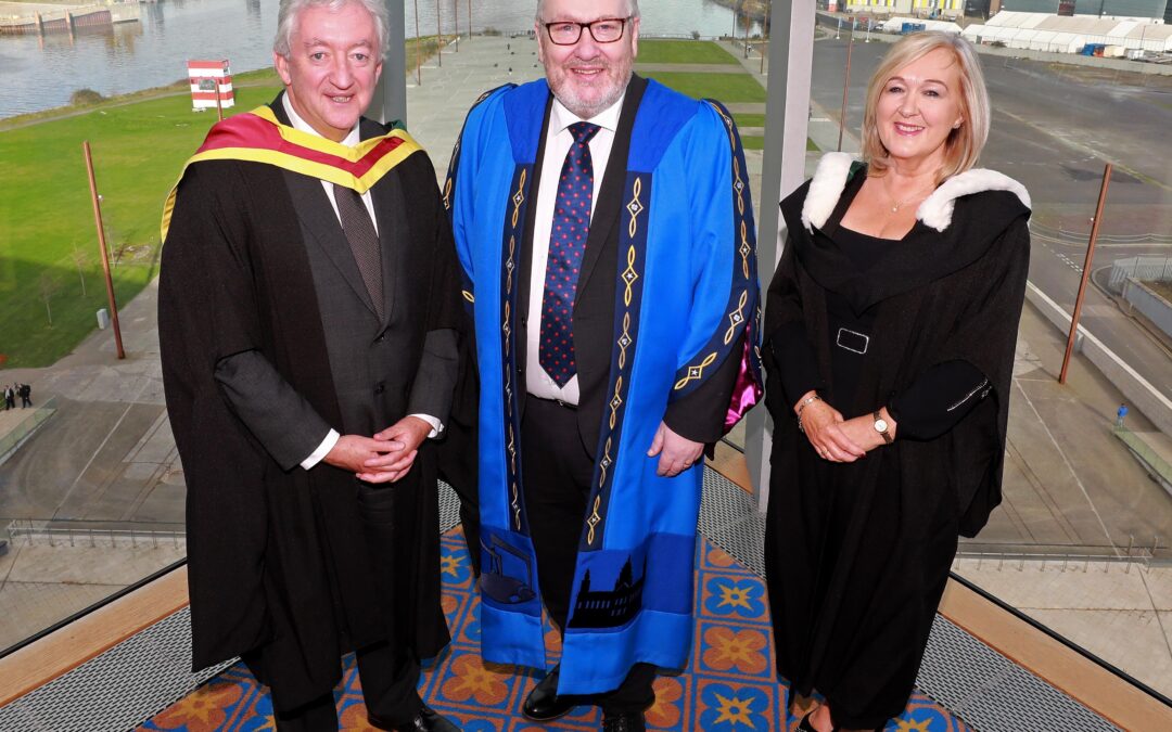 Belfast Met awards prestigious Honorary Fellowships to John McGrillen and Kathleen O’Hare OBE at its annual graduation ceremony